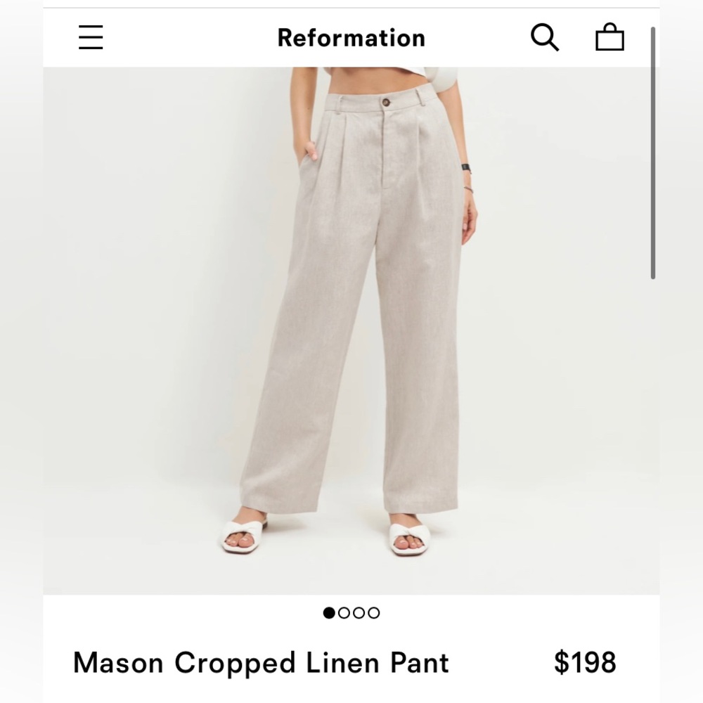 REFORMATION Mason linen pants size 2 cropped